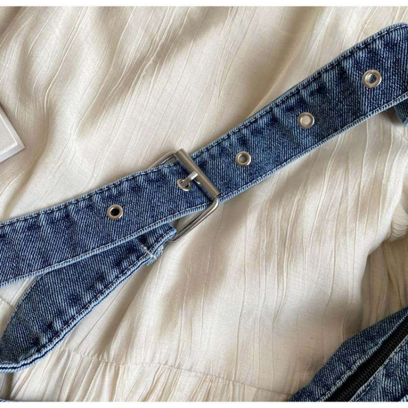 College Student Shoulder Bag Japanese Harajuku Denim Bag Girls Korean Versatile Crossbody Bag Women Shoulder Dumpling Bag