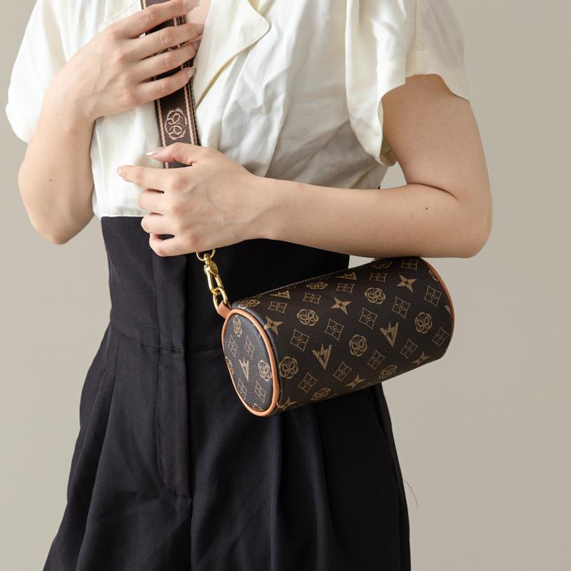 Old flower cylinder bag new trendy fashion retro shoulder messenger bag Internet celebrity live stream foreign style pillow bag small bag