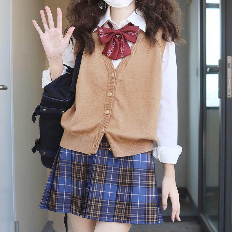 

Original Navy JK Cardigan Vest - Japanese School Style Knitted V-Neck Sweater L