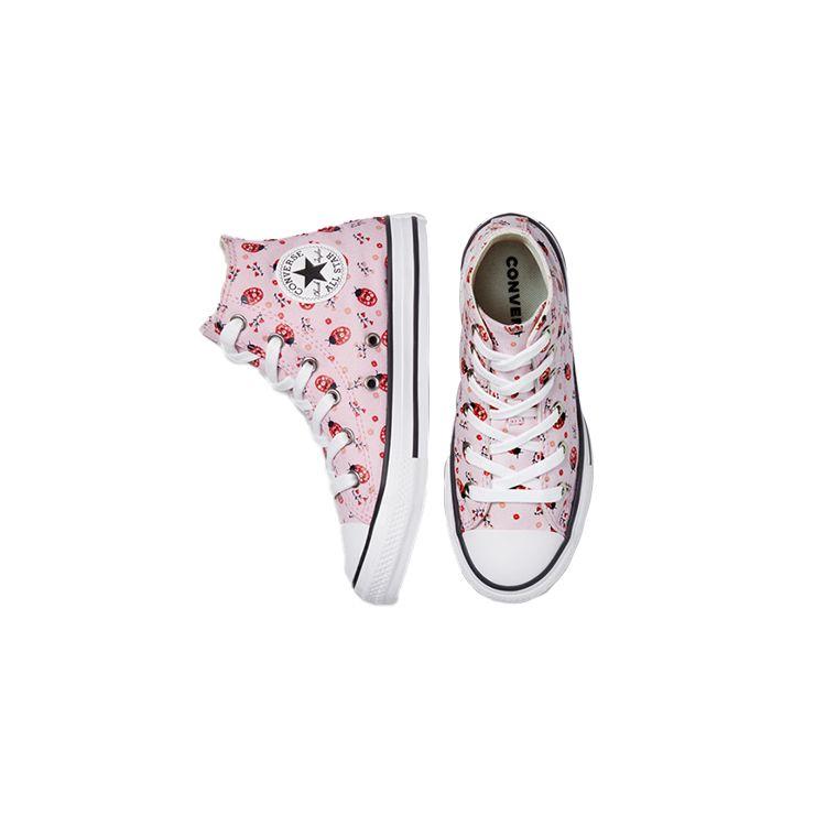 Converse High-Top Canvas Slip-Resistant Durable Kids Canvas Shoes Kids sneakers Pink White 671290C