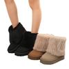 New Autumn Winter Fashionable European American Style Women's Plus Size Fleece Lined Thickened Mid Calf Snow Boots