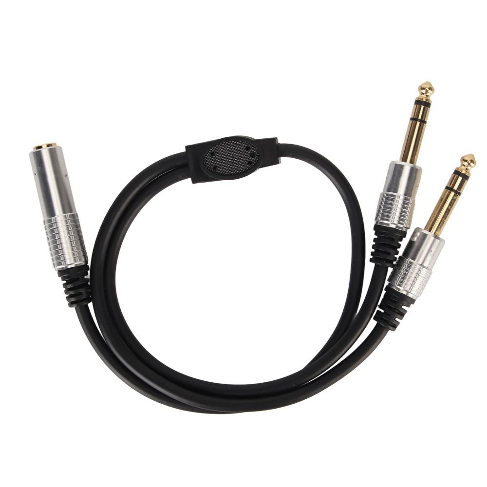 1.6ft 6.35mm Female To 2 Male Cable Plug and Play Speaker Y Extension Cable  Audio Equipment