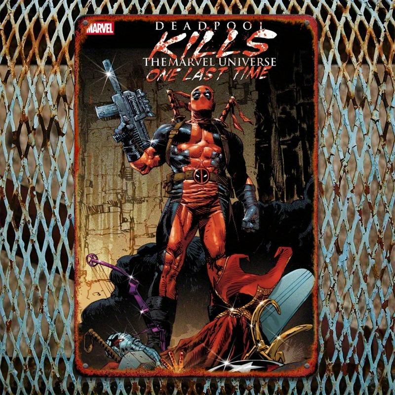 Panneau mural en métal Deadpool 20,32 x 30,48 cm - Art vibrant de bande dessinée, Facile à suspendre, Parfait pour la maison, le bureau, l'église, l'école, la chambre à coucher