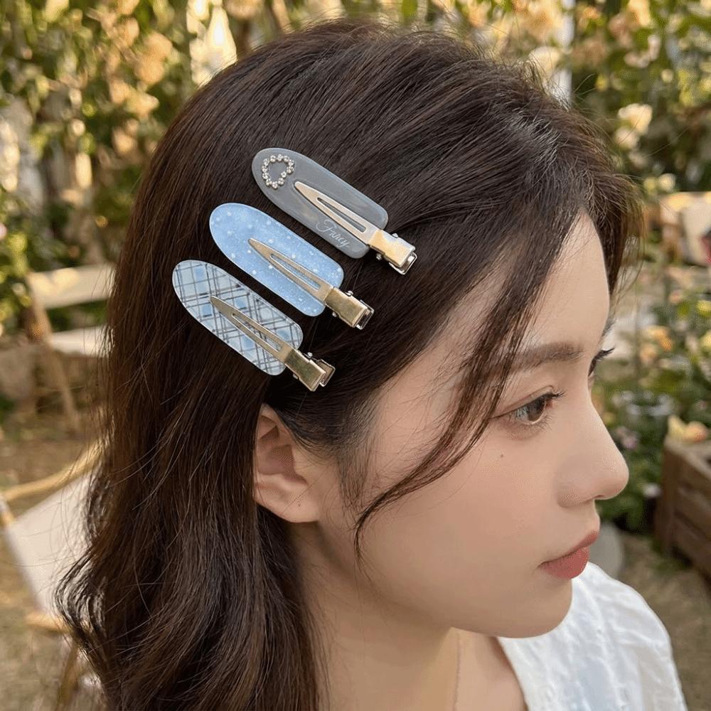 3 Pcs/set Acrylic Seamless Hair Clip Transparent Side Bangs Clip Cute Polka Dot Hairpin Set Party