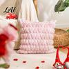 Soft Plush Cushion Cases Throw Pillow Cover Heart Embroidery Case with 3D Bowknot Jacquard Decorative Pillows for Anniversary Fluffy Couch