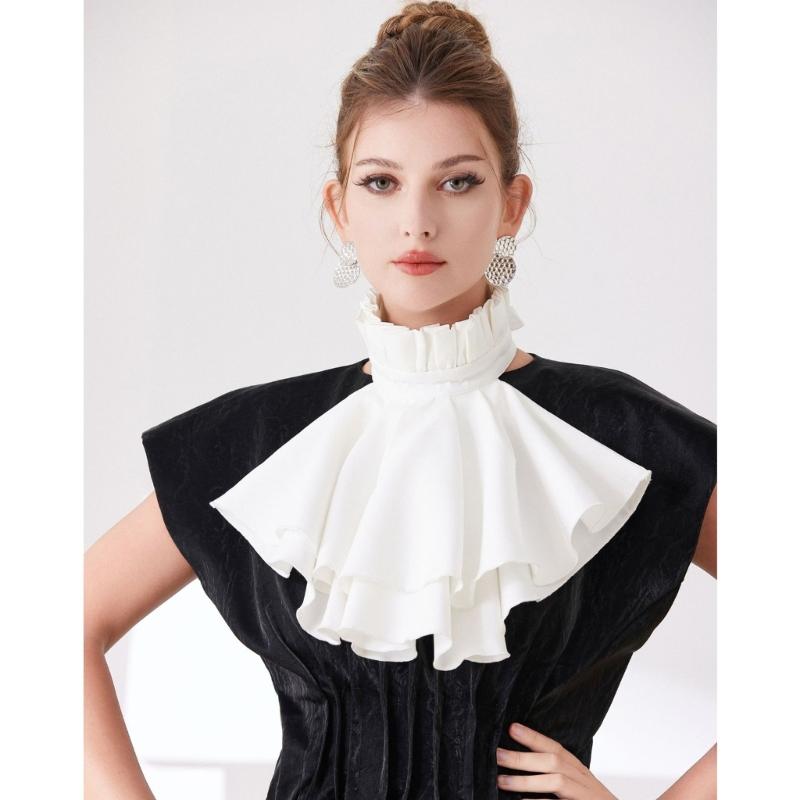 Elegant French Style Detachable Flouncing Collar With Layered Ruffle For Women Daily Outfit And Occasion