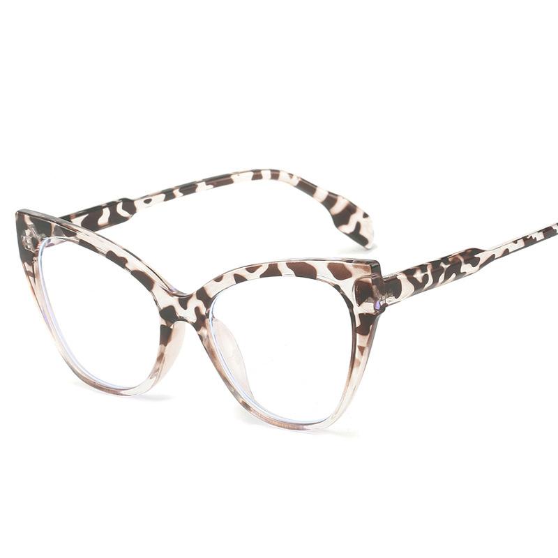 Women Cat Eye Optical Eyeglasses Blue Light Blocking Prescription Glasses Retro Fashion Contrasting Flat Light Eyewear