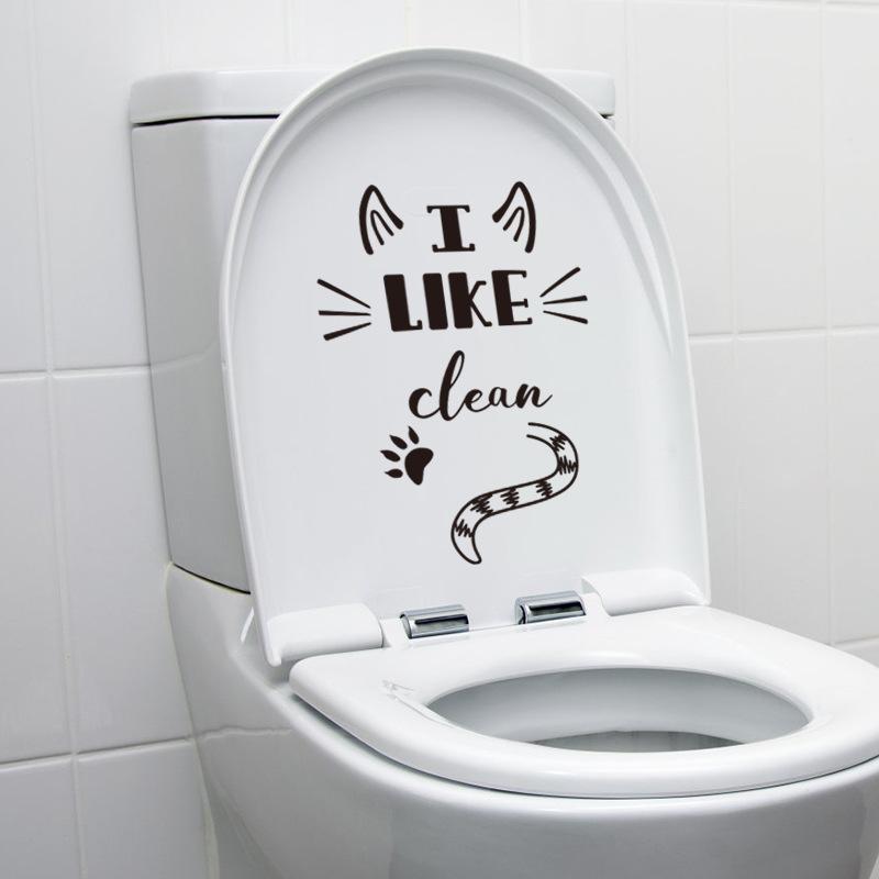 Lustige Toilettenaufkleber, schwarz-weiß, für Badezimmer, Sitz, Tank, Wand, wasserdichtes Vinyl