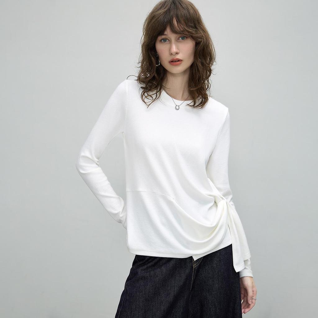 Women's Irregular Long-Sleeve Tie-Up Shirt - Autumn 2025