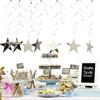 BEISHIDA Silver Star Hanging Swirl Decorations,Hanging Silver Party Supplies for Graduation Wedding Baby Shower Decorations, Pack of 15