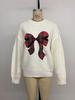 2025 Women's Winter Plaid Bow Round Neck Pullover Sweater