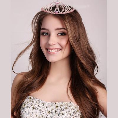 Nueva diadema de corona de cristal de aleación de moda, tocado rosa, accesorios para el cabello, corona de despedida de soltera