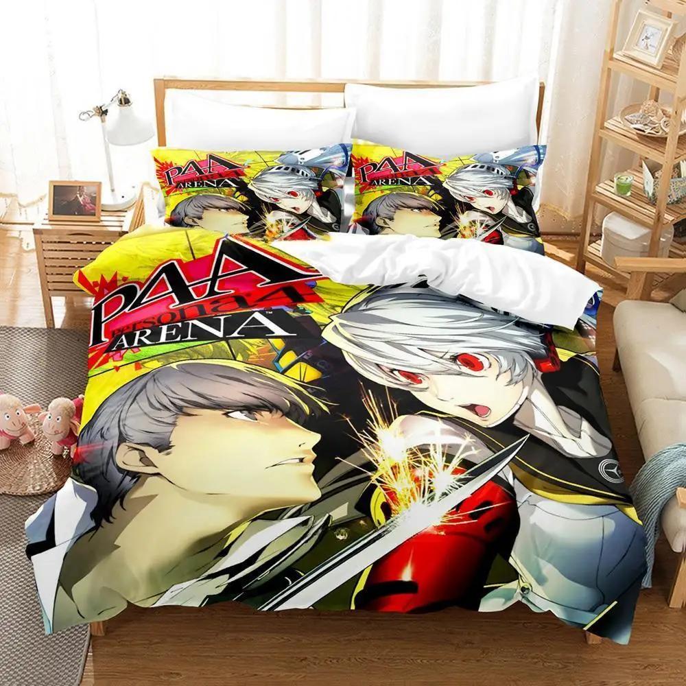 Neues Spiel Persona 4 Bettwäsche-Set Einzelbett Zwillingsbett Vollgröße Queen-Size King-Size Bettwäsche-Set Erwachsener Kinderzimmer Bettbezug-Sets Anime Bettlaken-Set