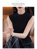 Women's Sleeveless High Neck Loose Knit Top - Black Autumn Base Layer