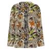 Women's Fashion Hem Split Casual Dead Leaf Print Round Neck Long Sleeve Top