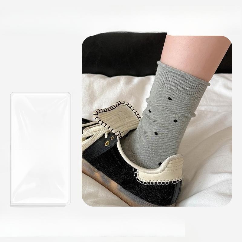 Female Autumn New Style All Kinds of Casual Polka Dot Roll Edge Absorbs Perspirant Deodorant In The Tube Pile Pile Cotton Socks