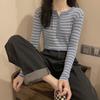 2025 Women's Striped Knitwear Slim Long Sleeve Base Layer Top for Spring and Autumn