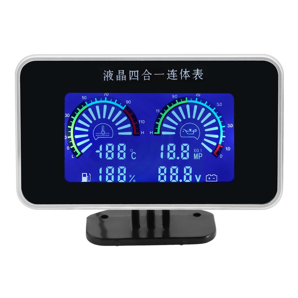 2 In 1 / 3 In 1 / 4 In 1 LCD Digital Oil Pressure Gauge Voltmeter Fuel Level Meter 1/8 NPT Oil Press Sensor + Water Temp Sensor