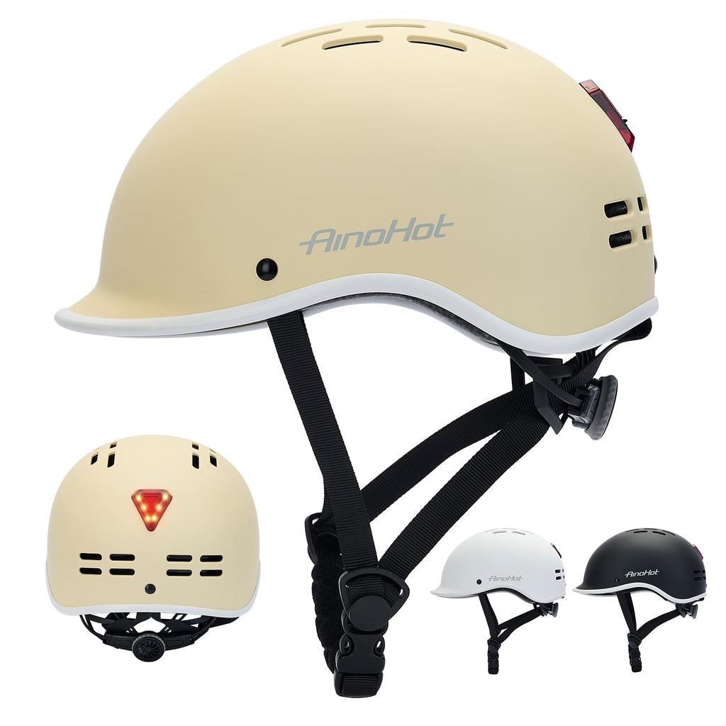 Rongbenyuan Bicycle Helmet with LED Adult 18 Road Bike Impact Adjustable Chin Sun CE Certified Light, Size, Vents, 58-62cm, Lightweight, Sports,