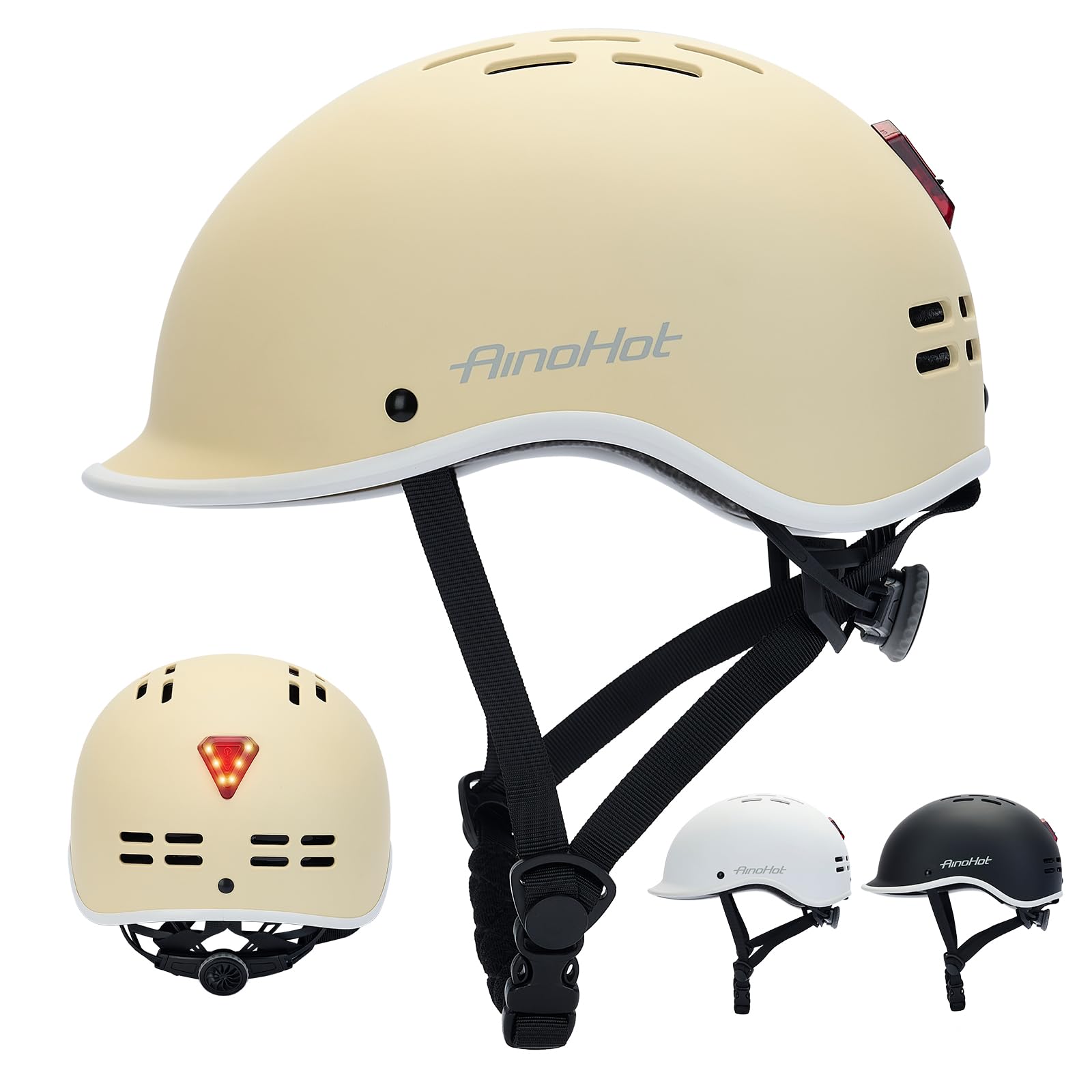 

Rongbenyuan Bicycle Helmet with LED Adult 18 Road Bike Impact Adjustable Chin Sun CE Certified Light, Size, Vents, 58-62cm, Lightweight, Sports,