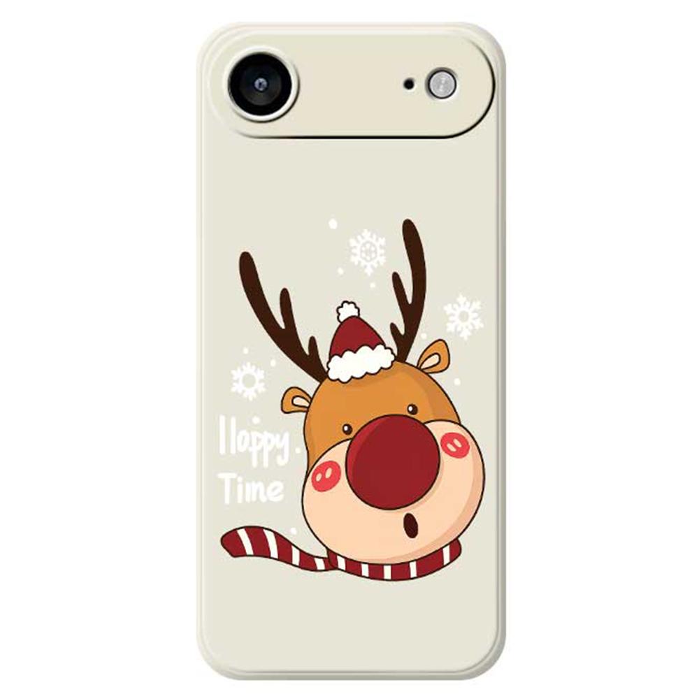 

For iPhone 17 Air Case Snowflake Deer Head Pattern Printing Straight Edge TPU Phone Back Cover Beige
