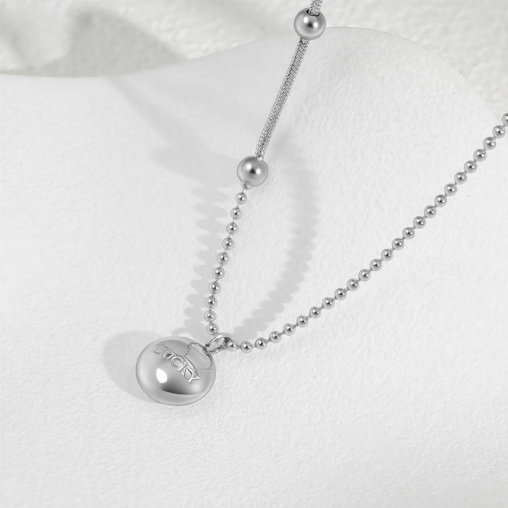 Korean Light Luxury Lucky Doudou Necklace Niche Gold And Silver Women'S Non-Fading Titanium Steel Collarbone Chain