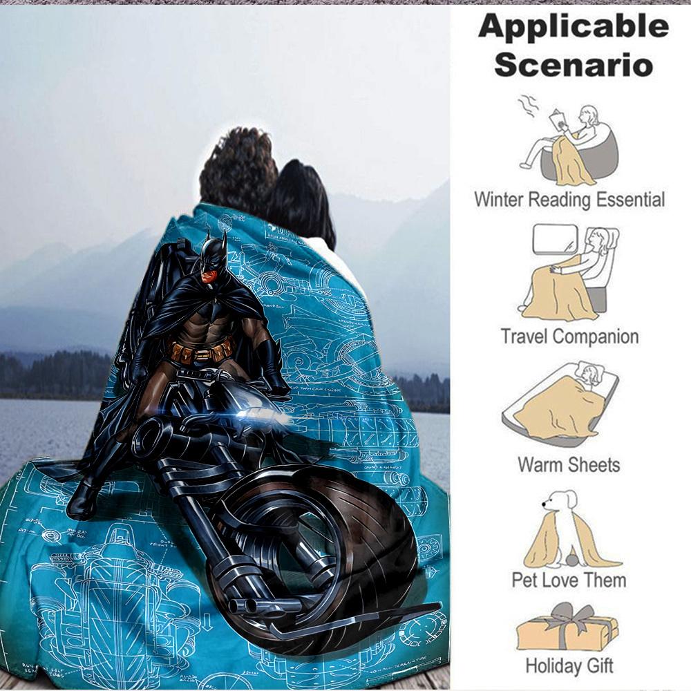 1pc batcycle, batman Blanket Lightweight Flannel Throw For Sofa, Bed, Travel, Livingroom, Office, Couch, Chair, And Bed