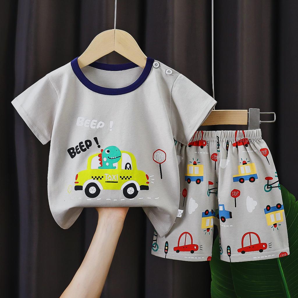 Children's Cotton T-shirt Set - Summer Boys' Casual Short-sleeved Shorts 2-piece Set