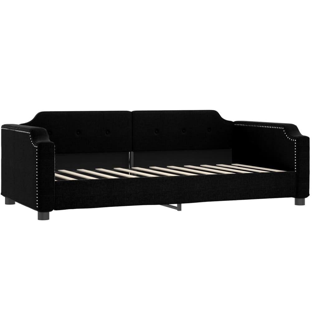 Extendable Daybed with Mattresses Black 90 x 190 cm Fabric