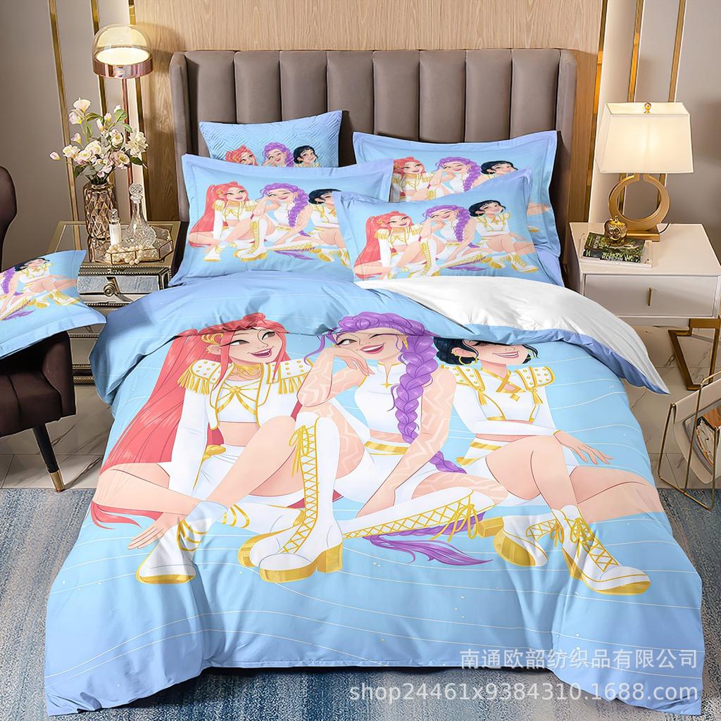 3D Printing, Witch Hunters Cartoon Animation Bedding Quilt Cover Three-Piece Set