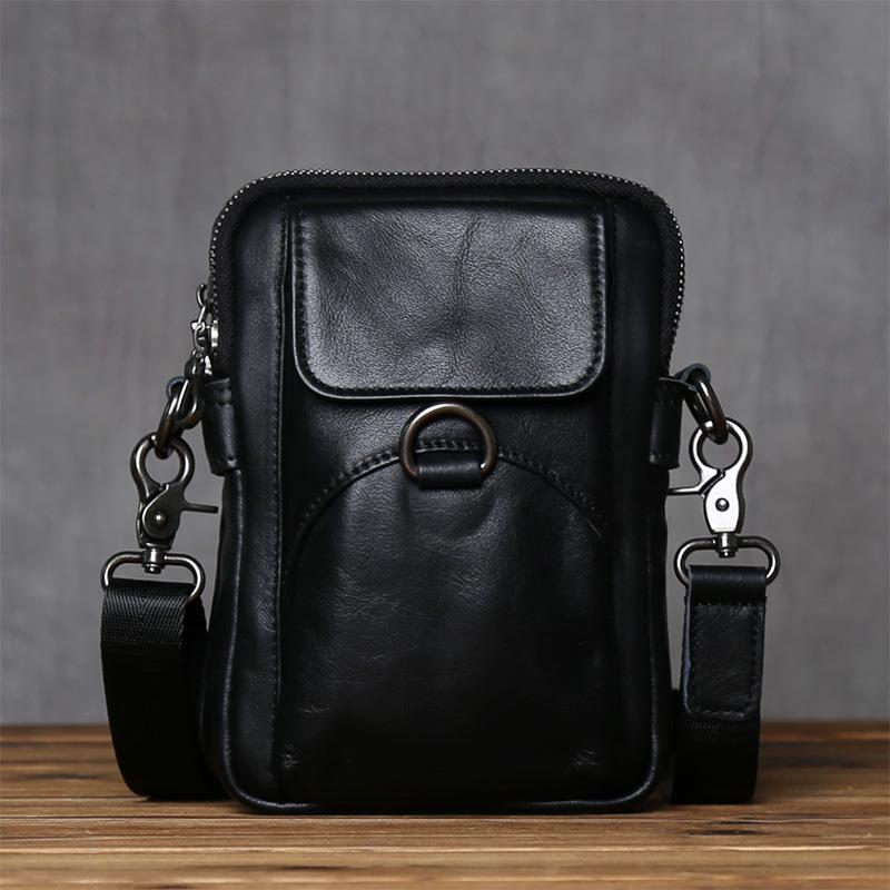 

NZPJ Genuine Leather Men s Shoulder Bag Casual Crossbody Bag Top Layer Cowhide Belt Waist Bag Multi Compartment Phone Bag