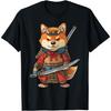 SHAAMOU Japanese Samurai Samurai Dog T-Shirt 100% Cotton Graphic T Shirts for Men Women (X-Large, Black)