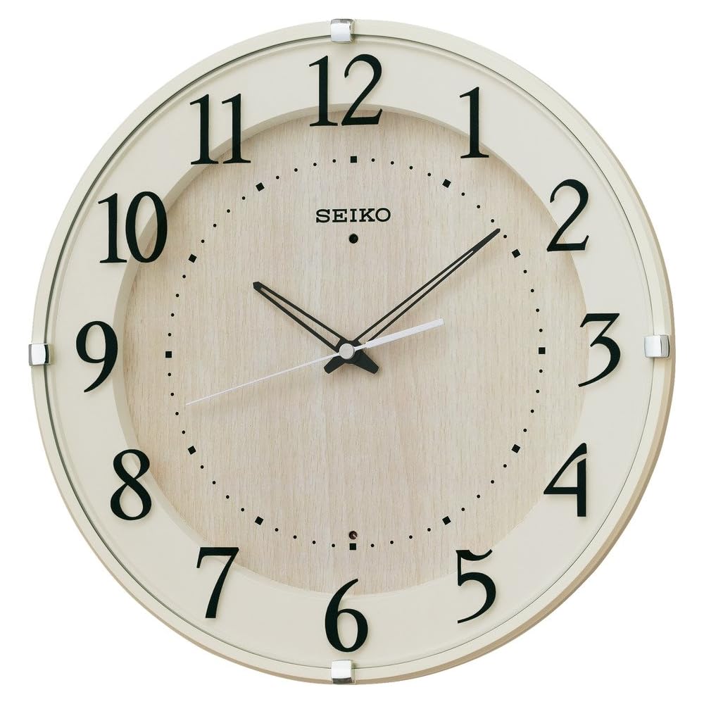 Seiko Clock Wall Clock, Natural, Radio Controlled, Analog, Ivory, Diameter 320 x 46 mm, KX397A