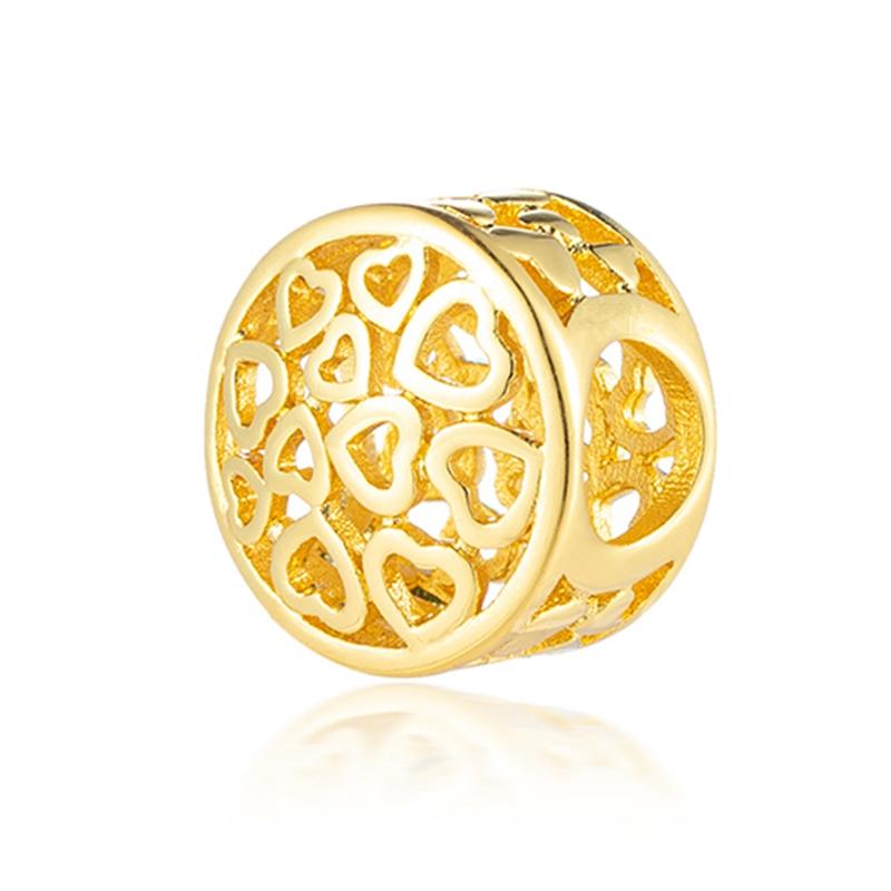 Gold Plated Heart Flower Clip Charm Beads Dangle For Snake Bracelet Necklace DIY Jewelry Women Gift Sparking