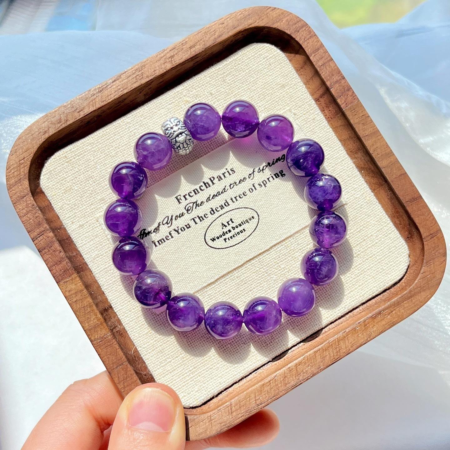 925 Silver High Quality 11-12Mm Natural Amethyst Bracelet Bracelet