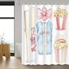 Vintage Watercolor Baseball Bowknot Popcorn Print Shower Curtain with 12 Hooks - Polyester Bathroom Decor