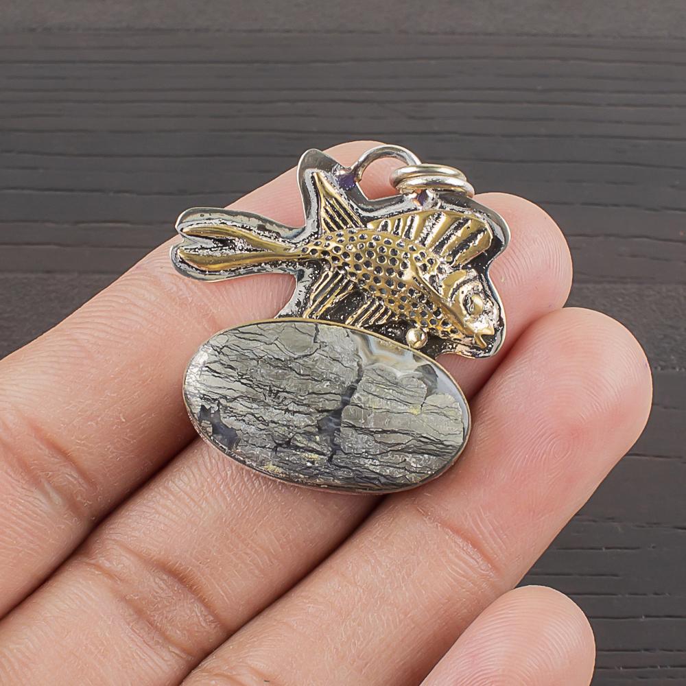 

Натуральный марказит Камень 925 пробы Стерлинговое серебро Ювелирное изделие Дизайнерский кулон 1,3 AJP-2227