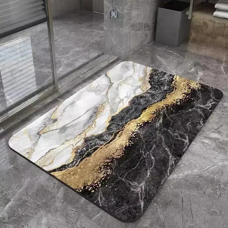 Diatomite Mat Super Absorbent Bathroom Mat Non-slip Bath Rug Shower Room Entrance Doormat Toilet Foot Mat Bathroom Carpet Decor