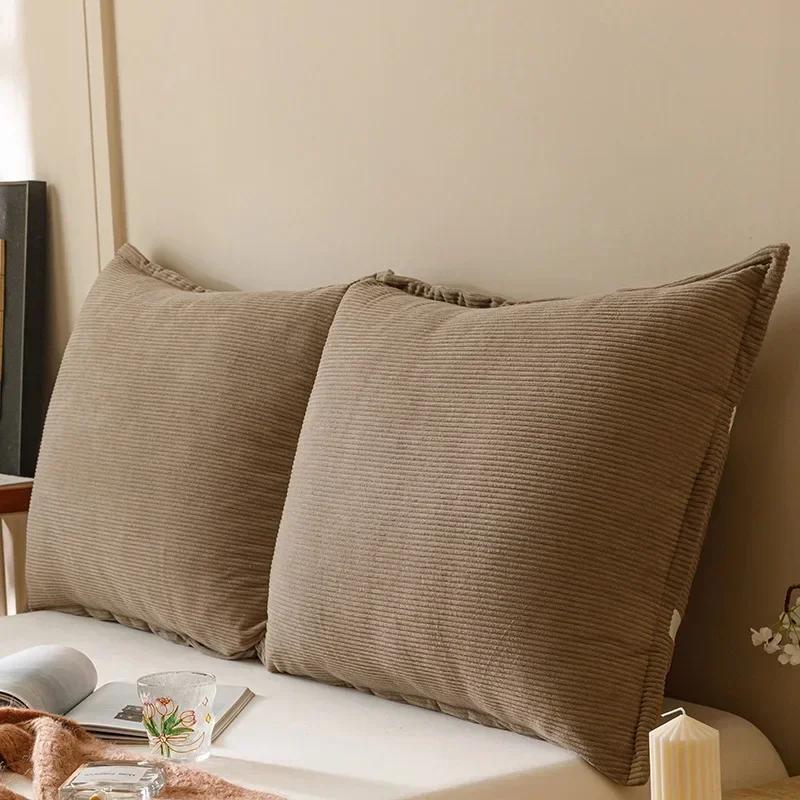 New retro corduroy removable and washable bedside soft bag cushion tatami large backrest solid color long pillow can be bundled