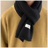 Winter Men's Scarf Solid Color Flat Knitted Wool Versatile Korean Style Japanese Couple Fashion Thickened Warm Scarf
