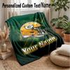 Green Bay Packers Custom Flannel Throw Blanket Print Your Name Text Soft Warm Blanket Holiday Present