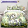 3pcs Custom Name Unicorn Bedding Set Duvet Cover Closure Includes 1 Duvet Cover & 2 Pillowcases, Soft and Comfortable for All Seasons.