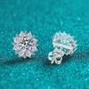 Sterling Moissanite Sunflower Stud Earrings Women Lightweight Luxury Minimalist Daily Wear