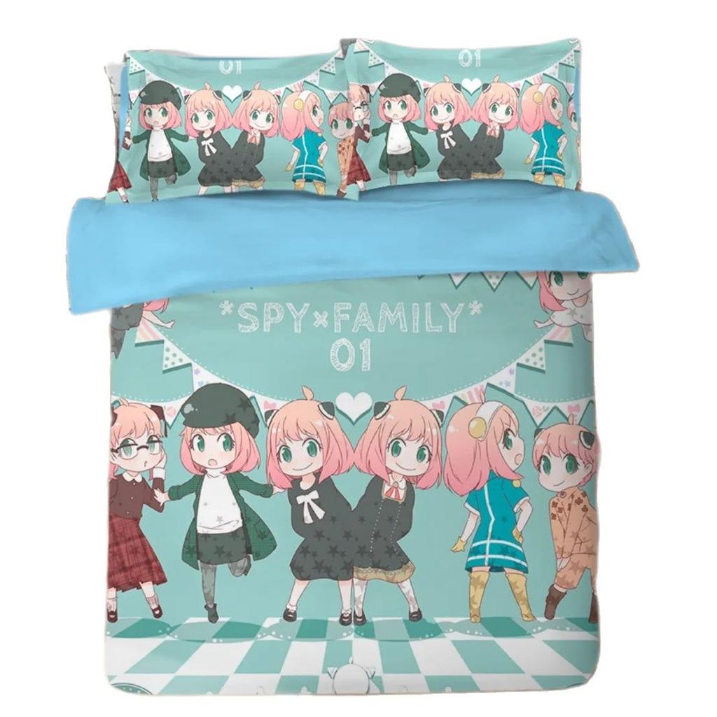 Anime Spy X Family Bedding Set Anya Duvet Cover,Spy Family Bedding Twin Queen Size Kids Bedroom Decor Children's Gifts