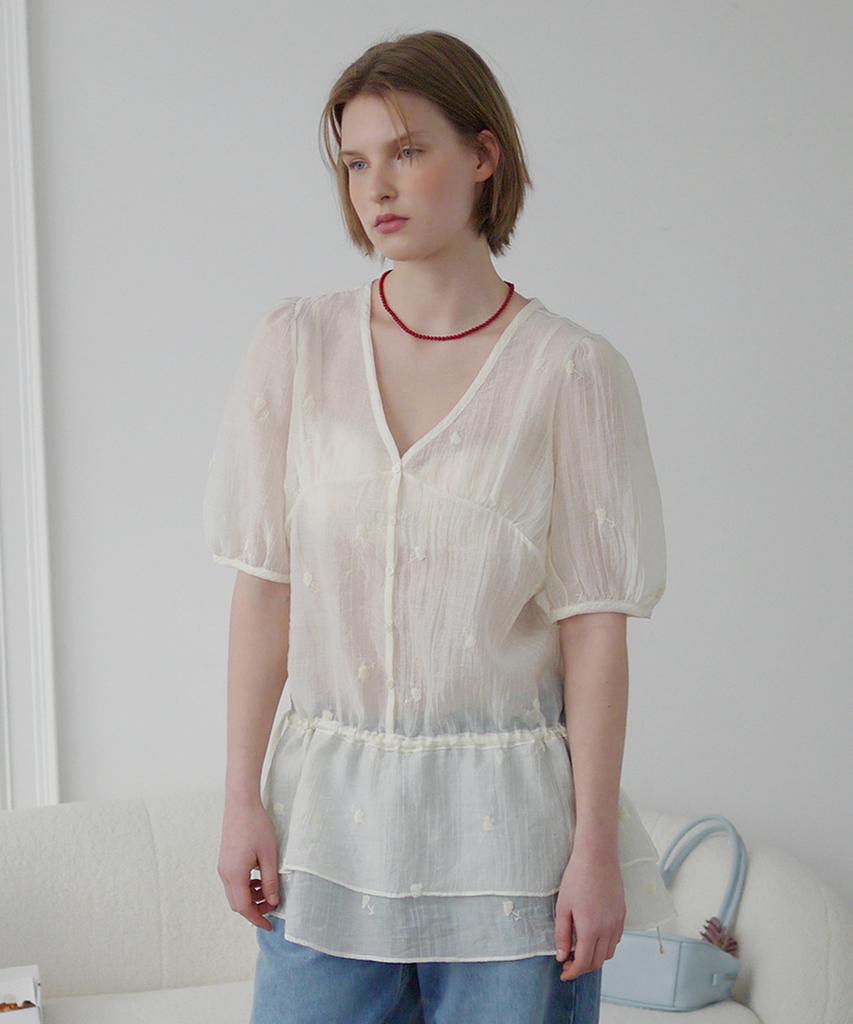 AFTERHOURS Floral Sheer Layered Dress (Ivory)