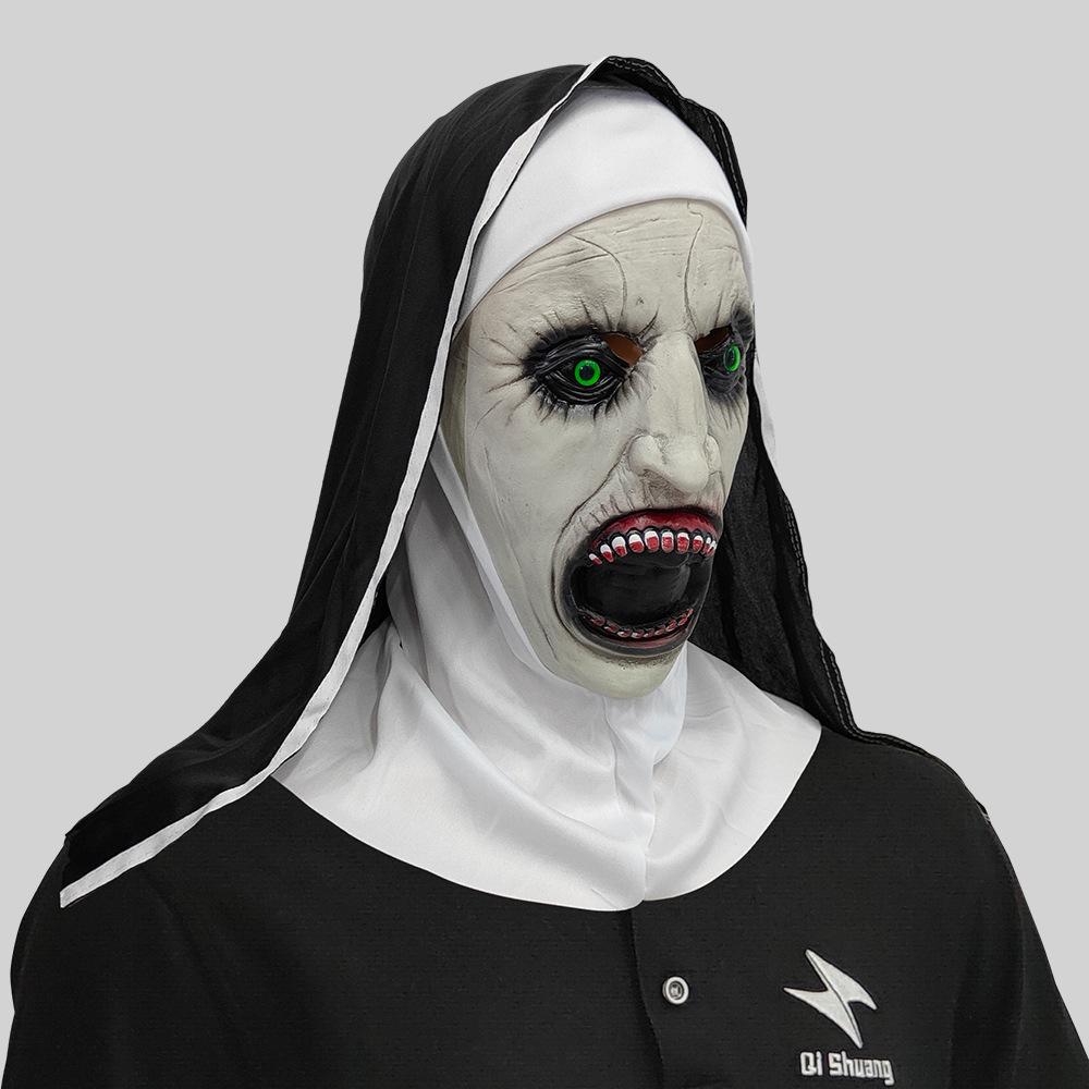 Maska Masquerade - Hełm Zakonnicy z Otwartymi Ustami - Straszna Twarz Ducha na Imprezę Halloweenową