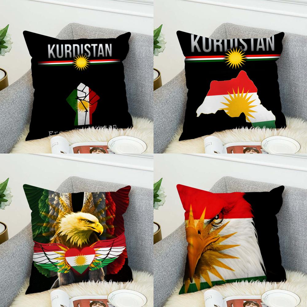 Kurdistan Flagge Kissenbezug Für Auto Sofa Dekorativ Zuhause Zweiseitiger Druck Plüsch Quadratisch Wurfkissen Kissenhülle