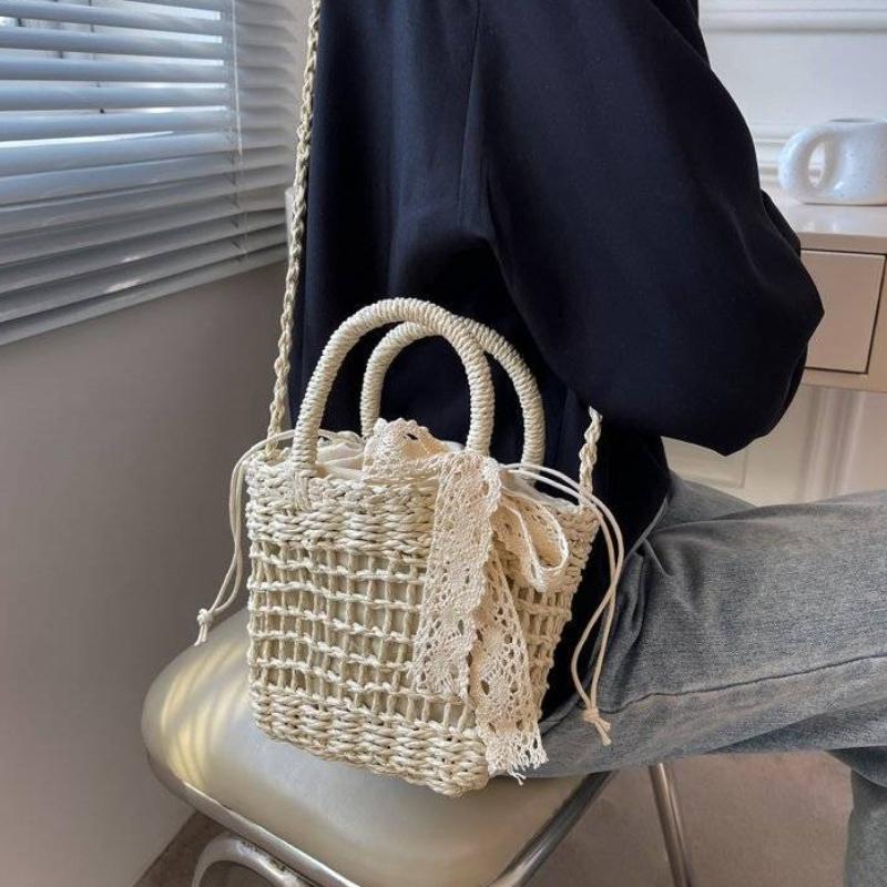 Summer Straw Woven Bucket Bag for Women - Niche Design Crossbody/Handheld Basket Tote