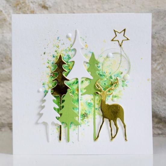 Albero di Natale in legno di cedro, fustella per album di ritagli fai da te, carta per biglietti