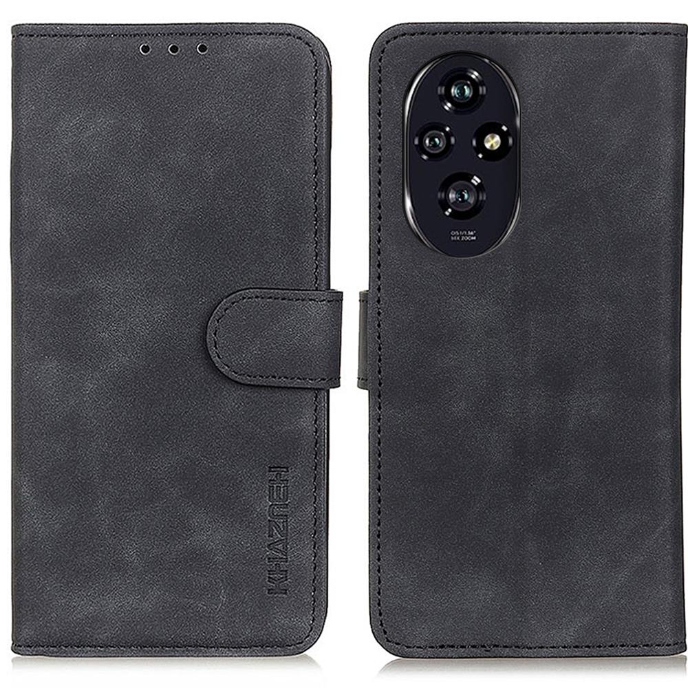

KHAZNEH For Honor 200 Pro 5G Case Retro PU Leather Stand Phone Cover with Wallet Black
